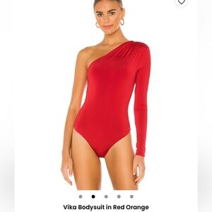 Lovers + Friends Red Orange One-Shoulder Bodysuit